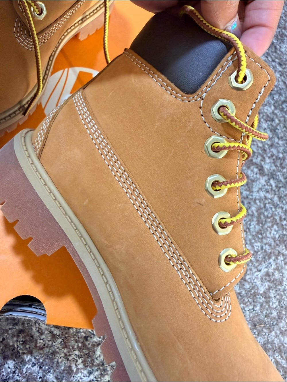 Timberland Kids Premium 6 IN Lace Waterproof Wheat Boots - Picture 8 of 10
